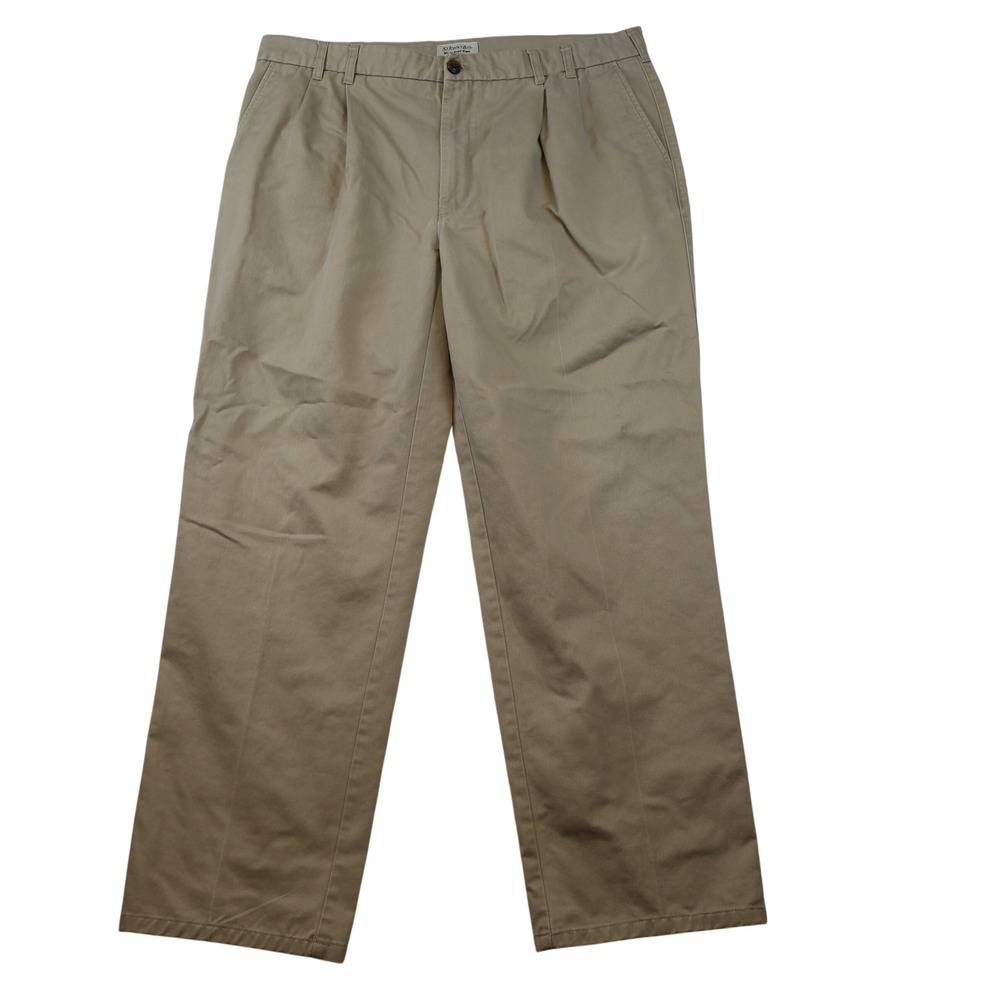 St. Johns Bay Mens 40x32 Worry Free Pant Khaki Pleated Classic Fit Chinos